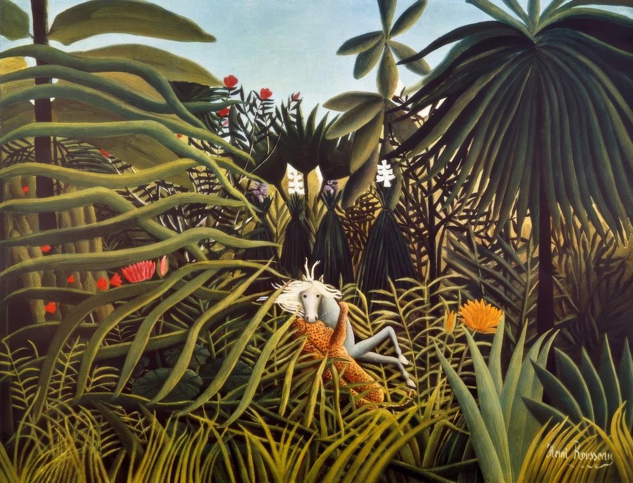 Koń zaatakowany przez jaguara autorstwa Henri Rousseau