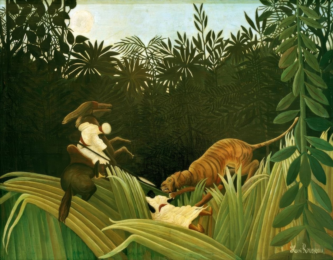 Zwiadowcy zaatakowani przez tygrysa autorstwa Henri Rousseau