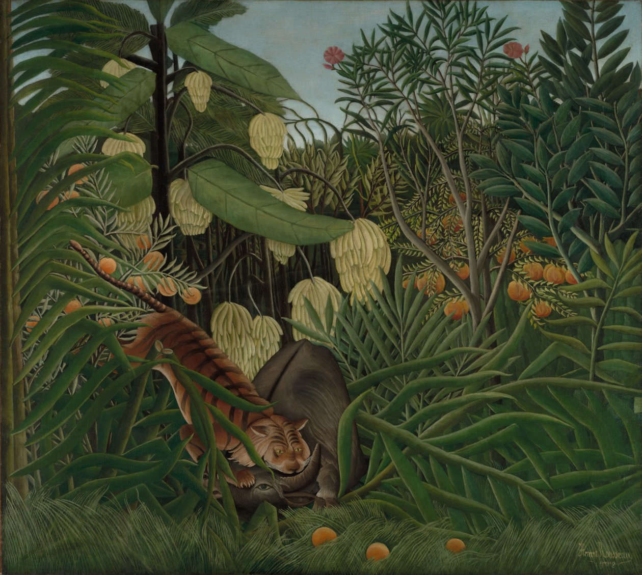 Walcz między Tygrysem a Bawołem autorstwa Henri Rousseau