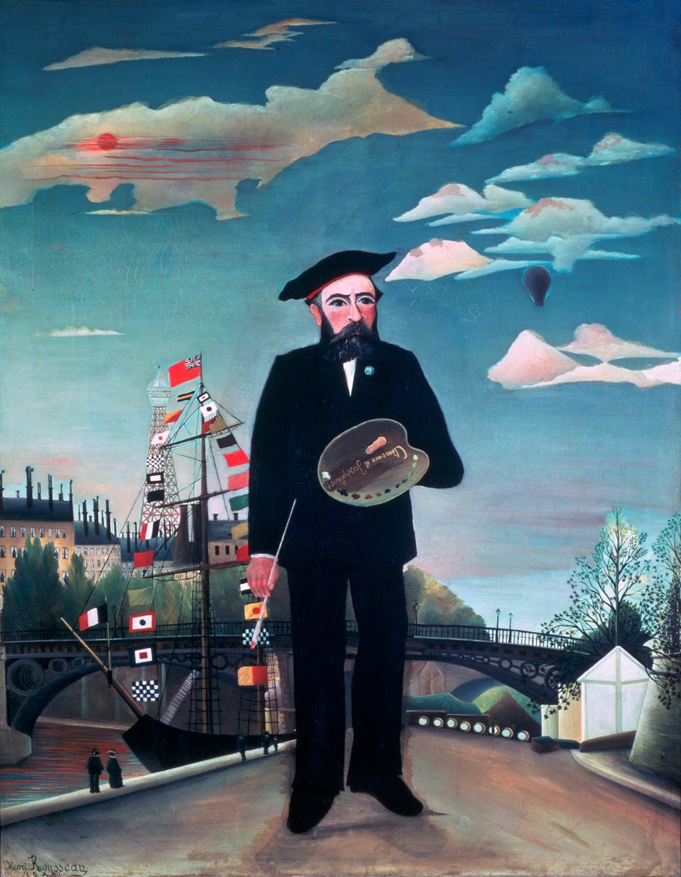 Autoportret, z LIle Saint-Louis, 1890 autorstwa Henri Rousseau