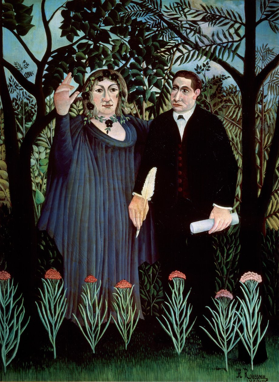 Poeta i jego muza. Portret Guillaume Apollinaire i Marie Laurencin, 1909 autorstwa Henri Rousseau