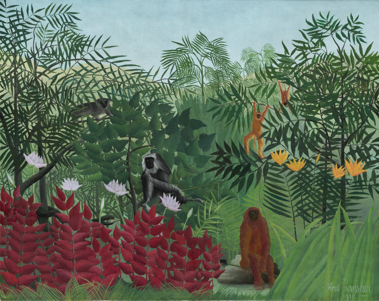 Las tropikalny z małpami autorstwa Henri Rousseau