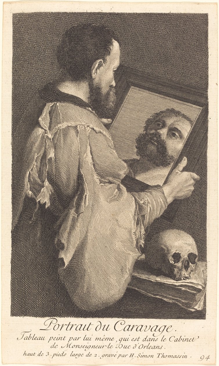 Portret Caravaggia autorstwa Henri Simon Thomassin