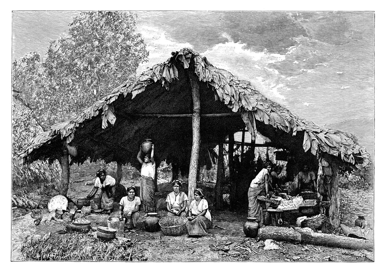 Indyjskie kobiety z gorących krajów na zboczu Pacyfiku, Ameryka Środkowa, ok. 1890 r. autorstwa Henri Thiriat