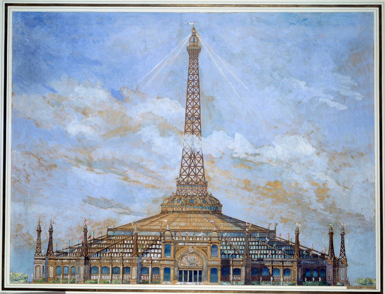 Projekt Wieży Eiffla na Wystawę Powszechną Gwasz 1900 autorstwa Henri Toussaint (1849-1911) 1900 Nd. 0,9x1,14 m Paryż, musee d