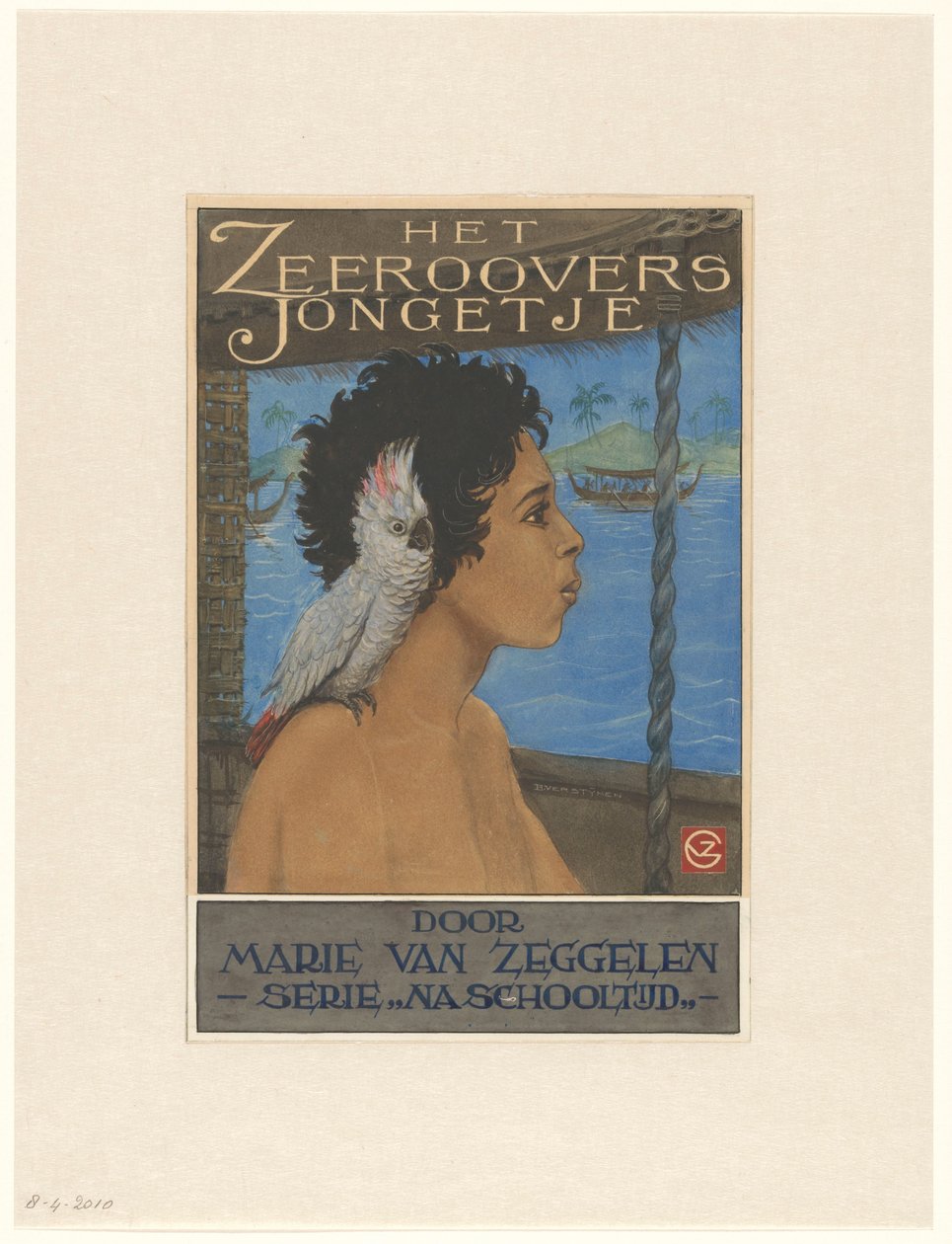 Strona tytułowa „Chłopaka piratów” Marie van Zeggelen autorstwa Henri Verstijnen