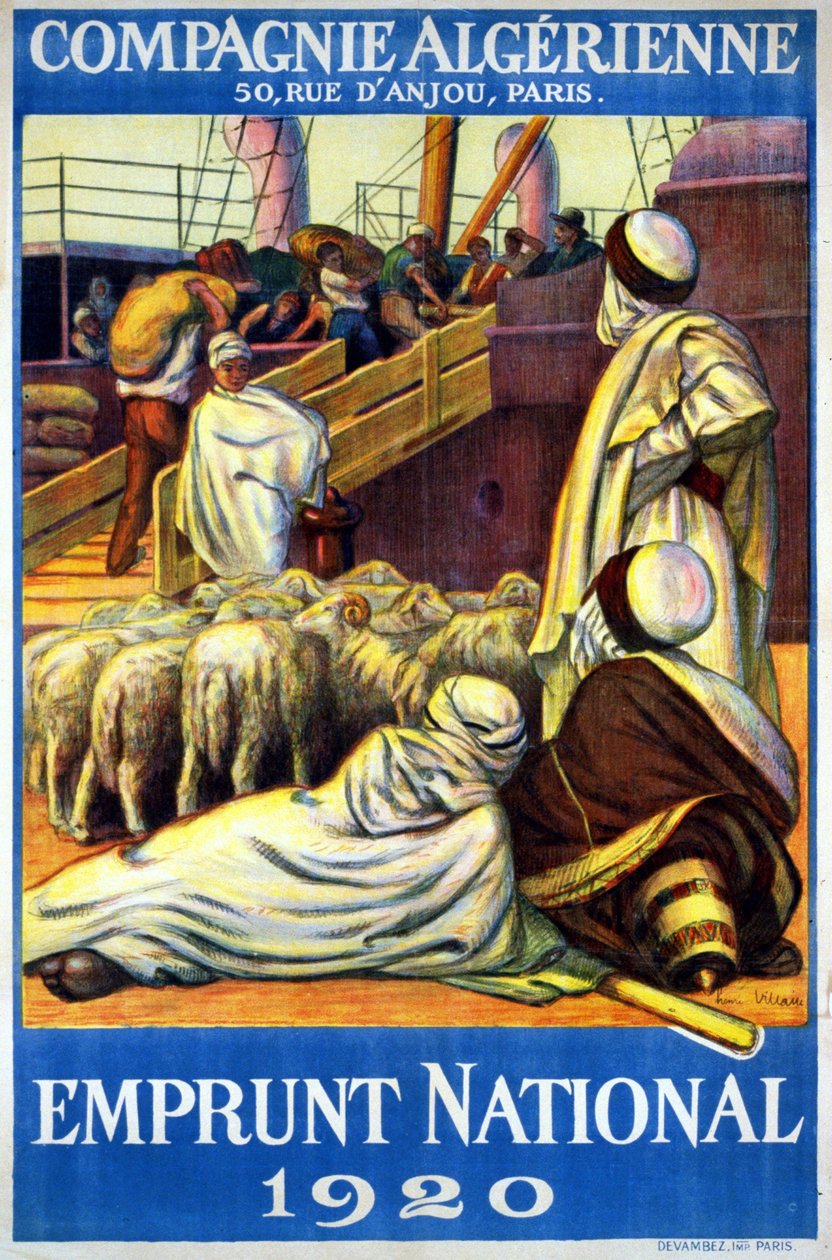 Plakat algierskiej firmy „” National Borrowing autorstwa Henri Villain