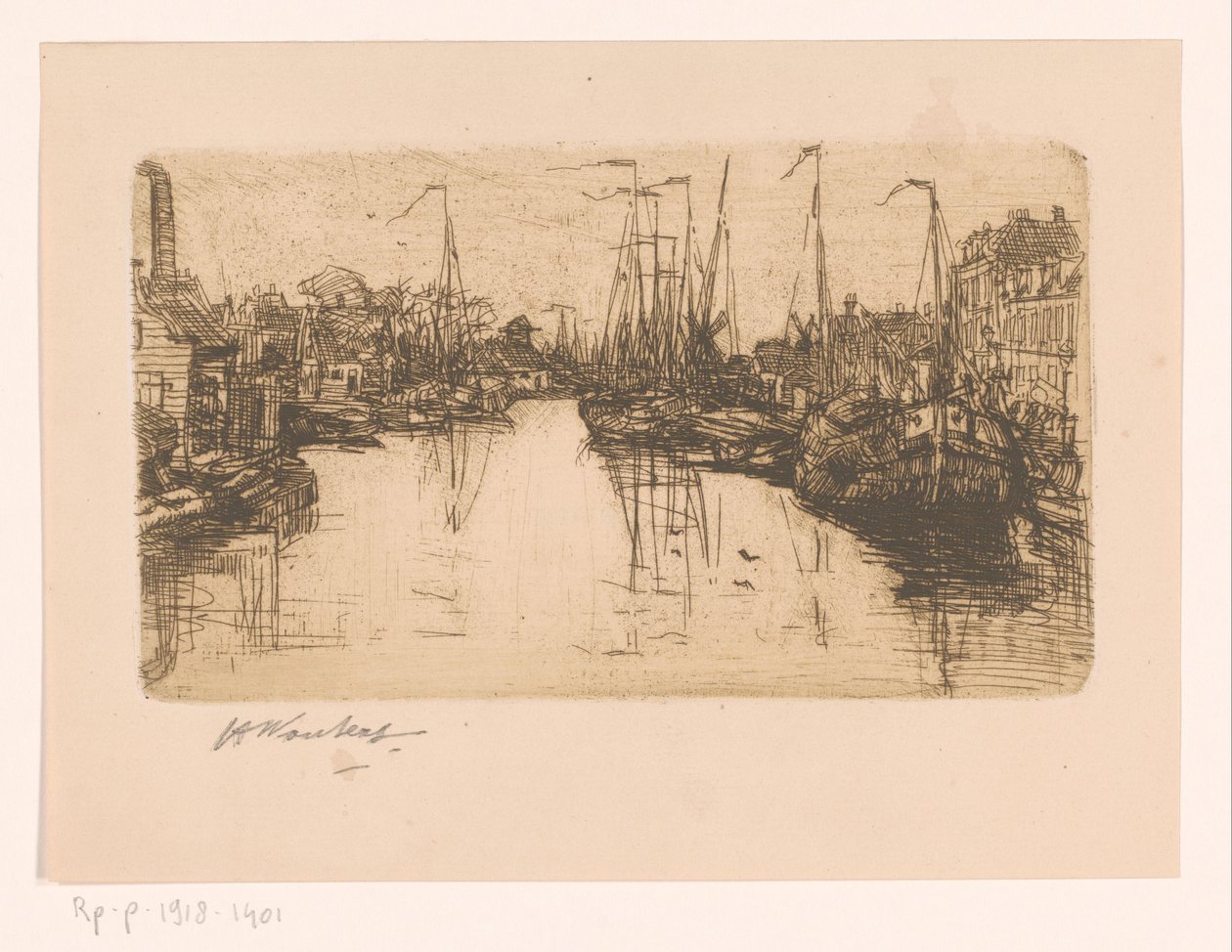 kanał miejski autorstwa Henri Wouters (signed by artist)