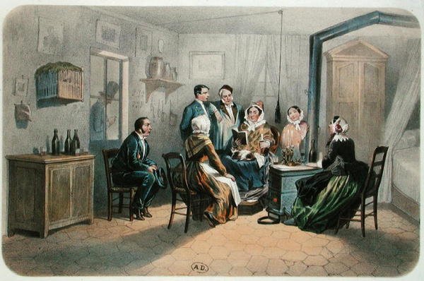 Czytanie z konsjerżem, II poł. XIX w. (kolor lito) autorstwa Henri de (after) Montaut