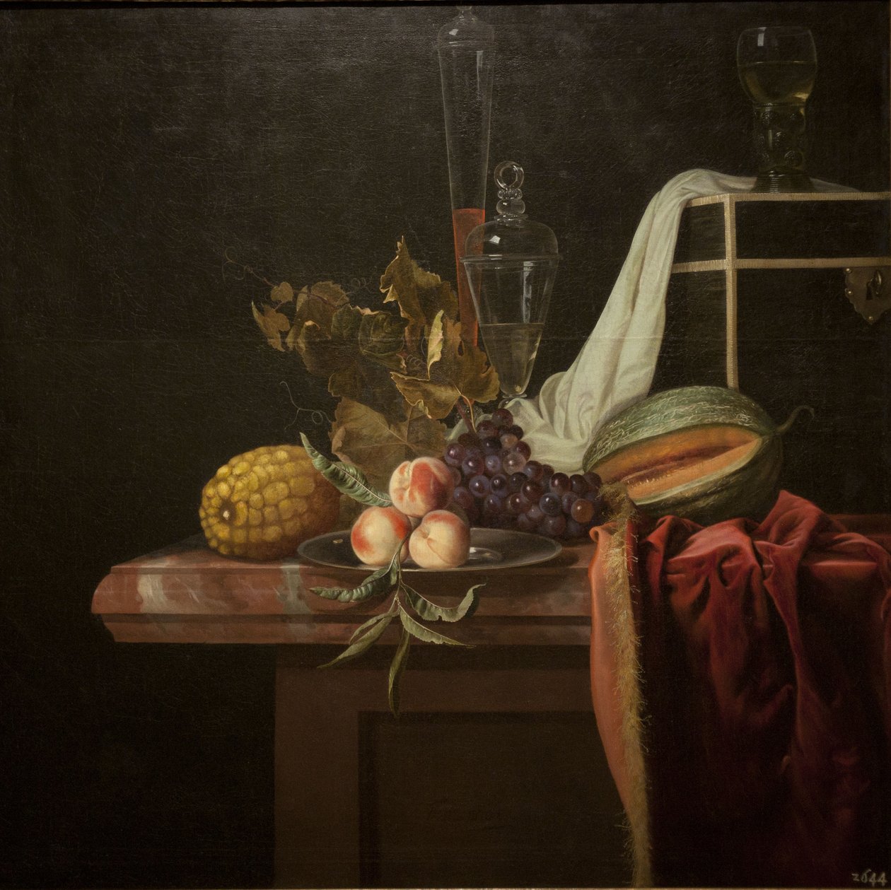 Martwa natura ze szkłem i owocami, ok. 1675 autorstwa Henri de Fromantiou