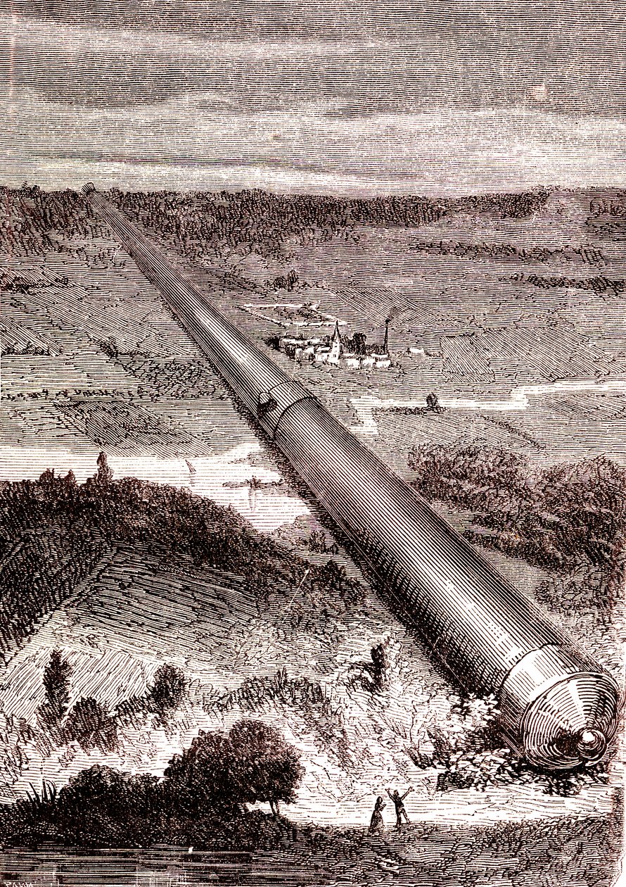 Gigantyczny kosmiczny pistolet J. T. Mastona, „Od Ziemi do Księżyca” Juliusza Verne’a autorstwa Henri de Montaut