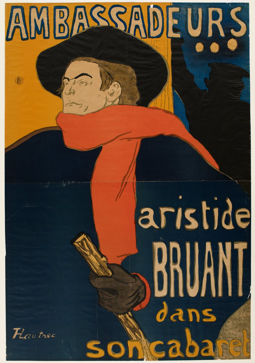 Ambasadorzy: Aristide Bruant w swoim kabarecie autorstwa Henri de Toulouse-Lautrec