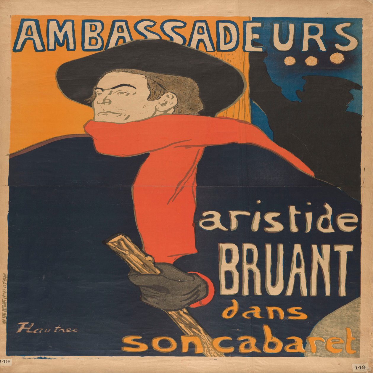 Ambassadeurs Aristide Bruant in seinem Kabarett autorstwa Henri de Toulouse-Lautrec