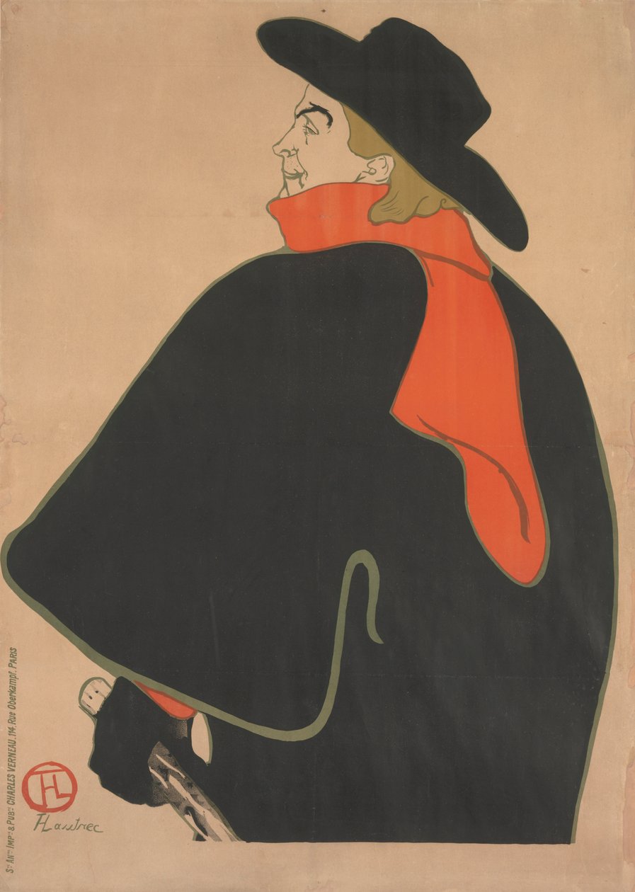 Aristide Bruant, w swoim kabarecie autorstwa Henri de Toulouse-Lautrec