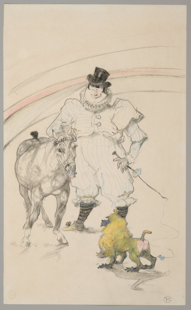 W cyrku: tresowany kucyk i pawian autorstwa Henri de Toulouse-Lautrec