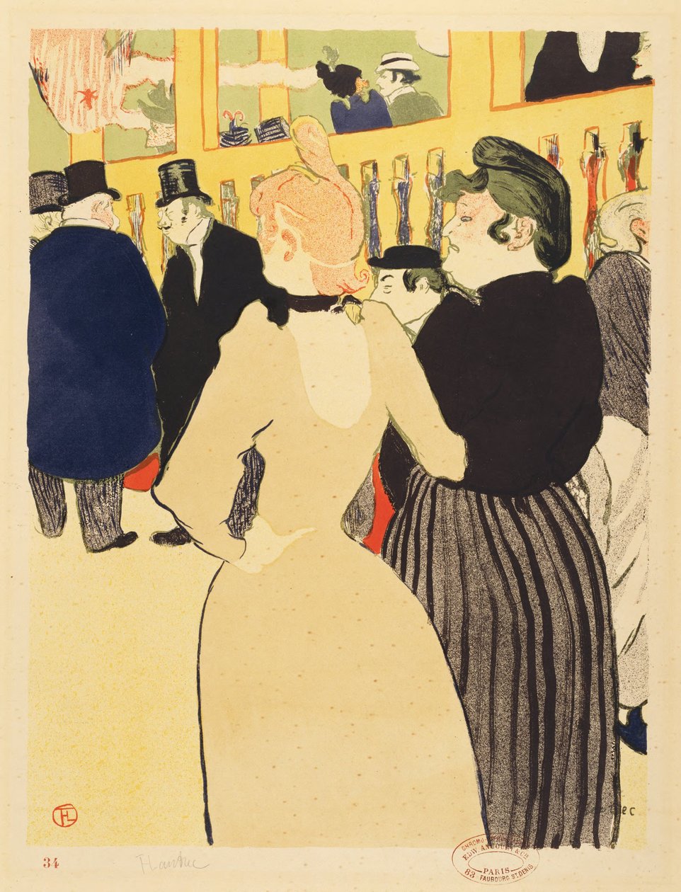 W Moulin Rouge (La Goulue i jej siostra) autorstwa Henri de Toulouse-Lautrec
