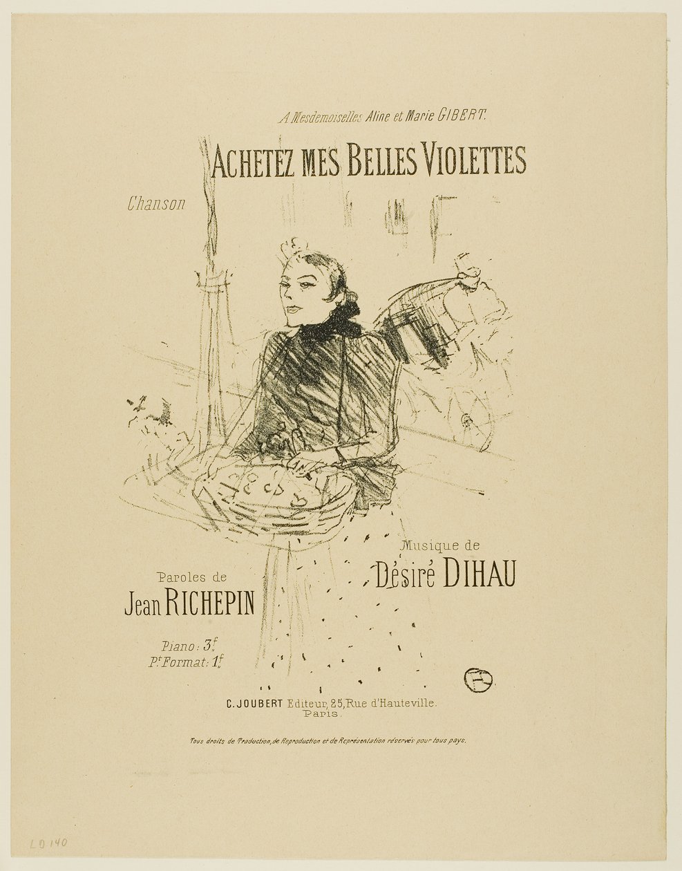 Kup moje Pretty Violets od Melodies by Désiré Dihau autorstwa Henri de Toulouse-Lautrec