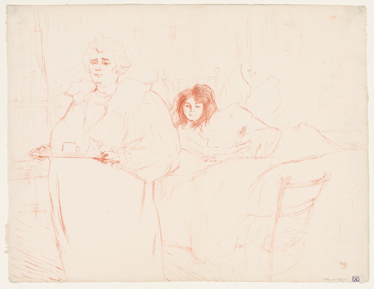 Elles: Kobieta niosąca tacę, pani. Baron i panna. Popo autorstwa Henri de Toulouse-Lautrec