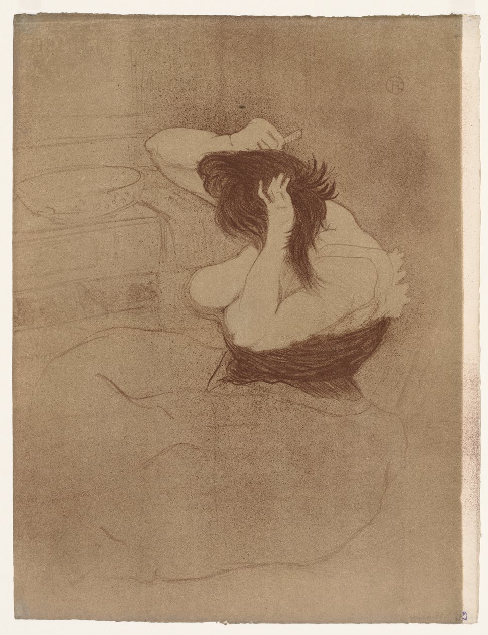 Elles: Kobieta czesząca włosy autorstwa Henri de Toulouse-Lautrec