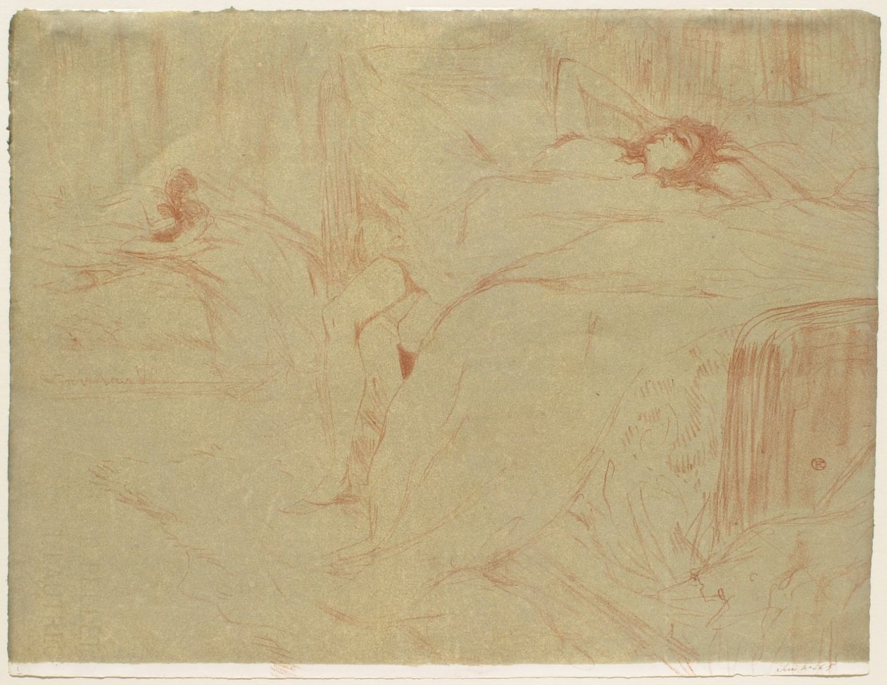 Elles: Kobieta leżąca na plecach - Znużenie autorstwa Henri de Toulouse-Lautrec