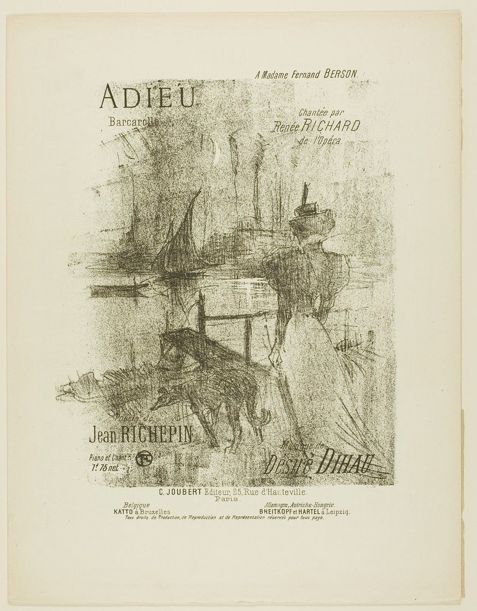Pożegnanie, z Mélodies de Désiré Dihau autorstwa Henri de Toulouse-Lautrec