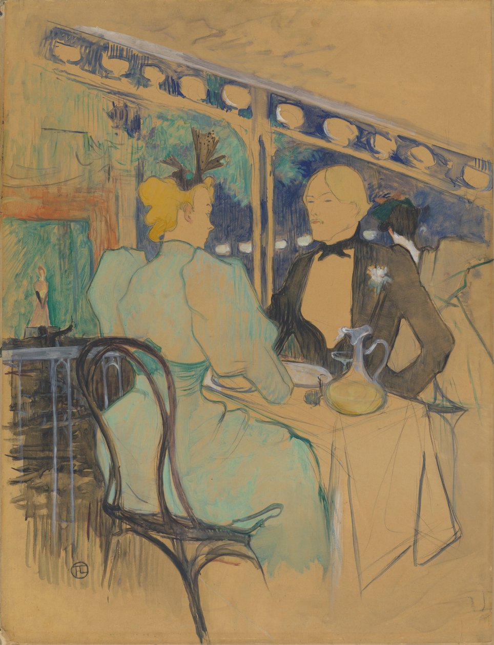 Modni ludzie w Les Ambassadeurs (W Les Ambassadeurs: stylowi ludzie) autorstwa Henri de Toulouse-Lautrec