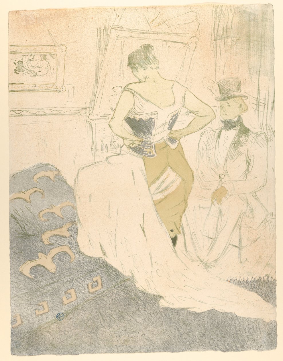 Zapięcie gorsetu, z magazynu „Elles” autorstwa Henri de Toulouse-Lautrec