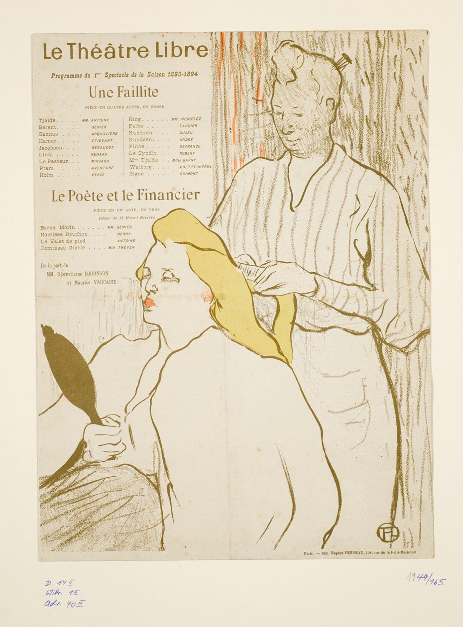 Fryzjer, program Théâtre Libre autorstwa Henri de Toulouse-Lautrec