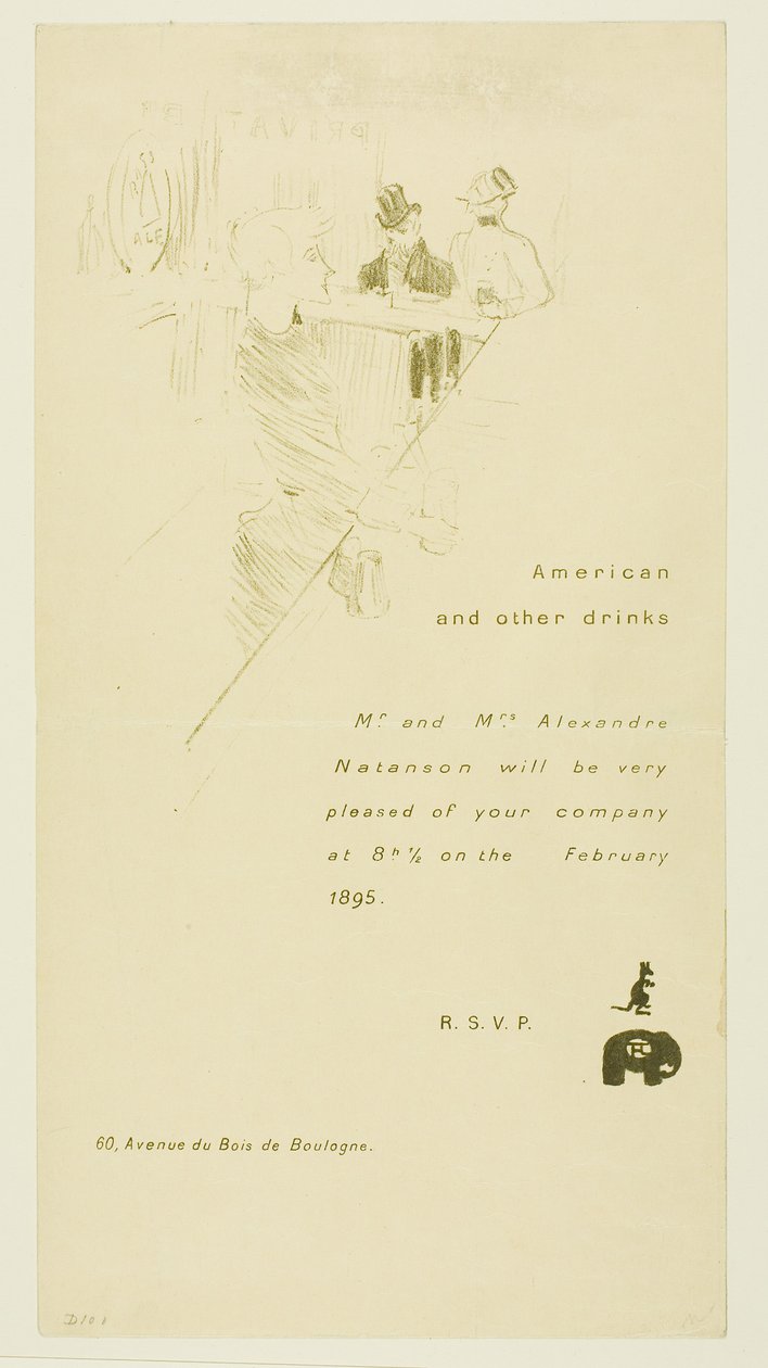 Zaproszenie dla państwa Alexandre Natanson autorstwa Henri de Toulouse-Lautrec