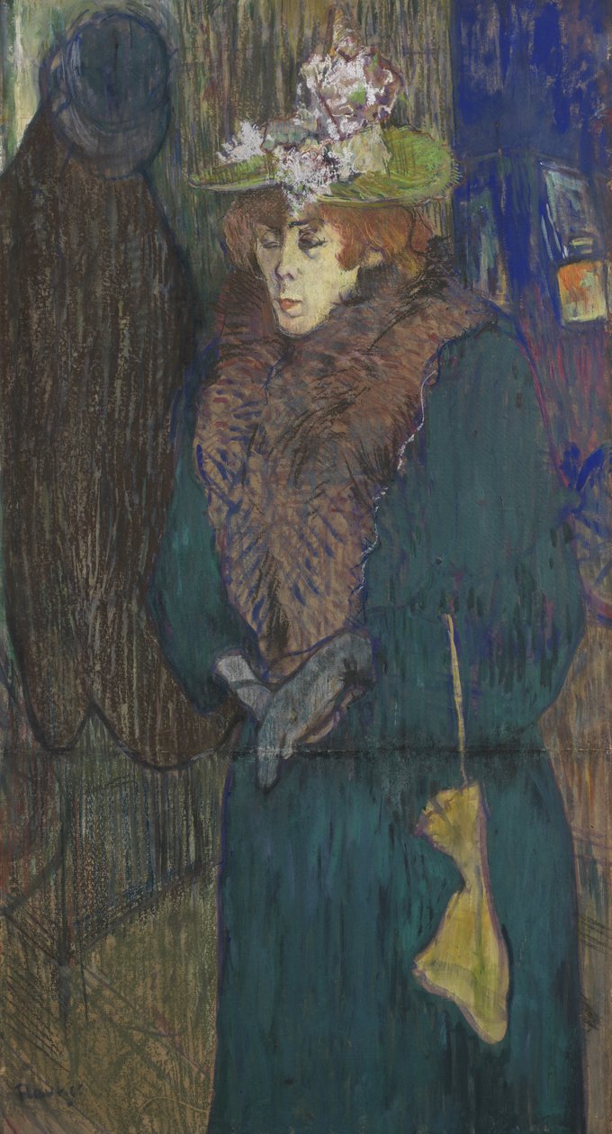Jane Avril w wejściu do Moulin Rouge, ok. 1892 (na pokładzie pastel i gwasz) autorstwa Henri de Toulouse Lautrec