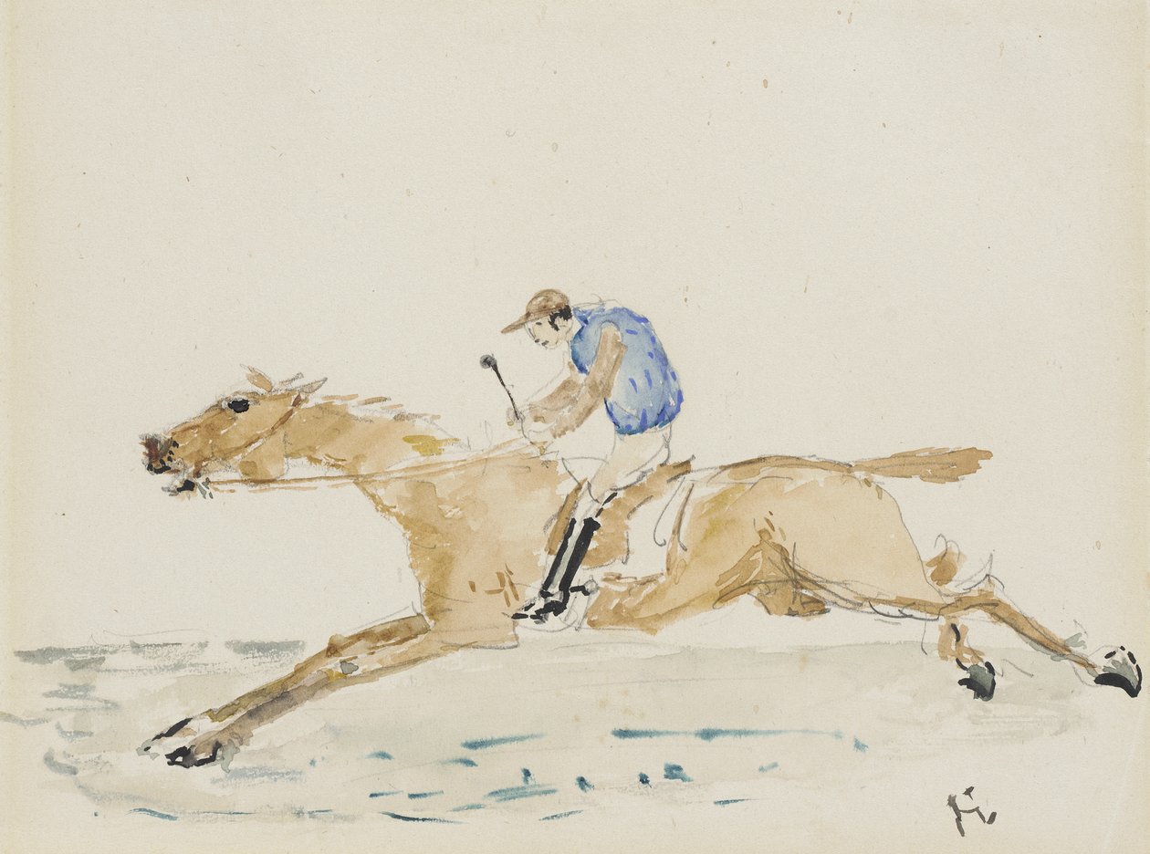 Dżokej w wyścigu galopowym autorstwa Henri de Toulouse-Lautrec