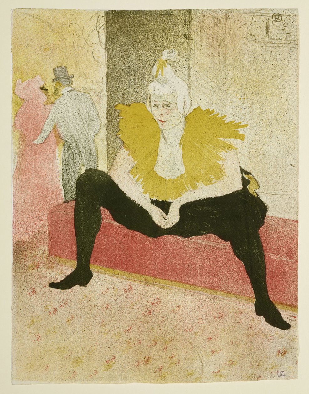Siedząca klaunessa Mademoiselle Cha-u-Kao (Plansza 3 z: „Elles”) autorstwa Henri de Toulouse-Lautrec
