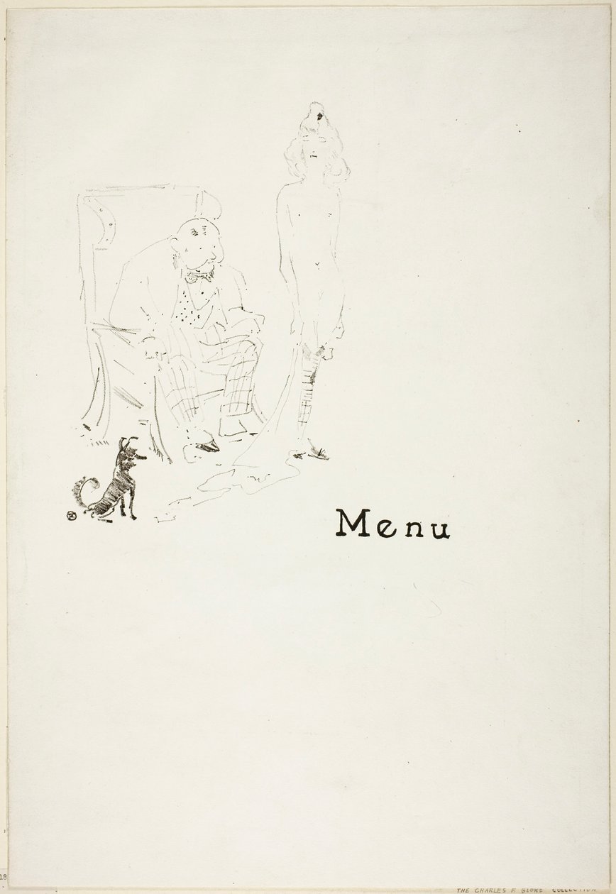 Naga dziewczynka: Menu autorstwa Henri de Toulouse-Lautrec