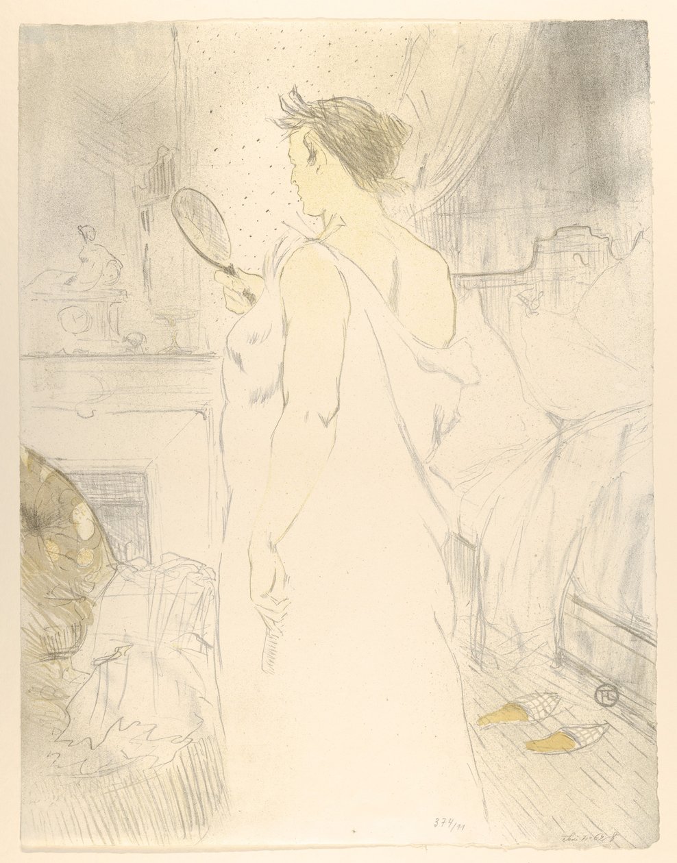 Patrząca w lustro, z „Elles” autorstwa Henri de Toulouse-Lautrec