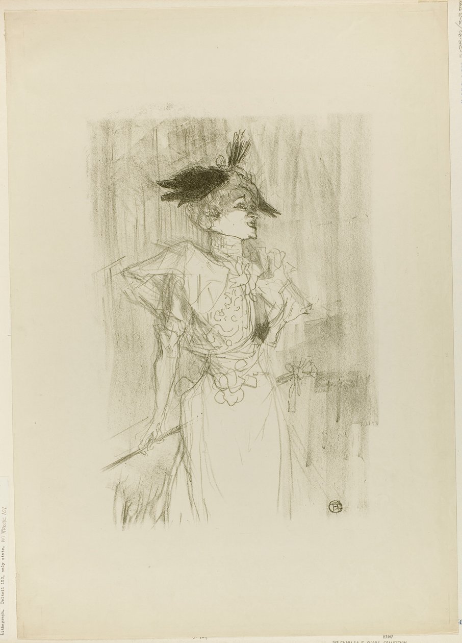 Mademoiselle Marcelle Pożyczkodawca, stojący autorstwa Henri de Toulouse-Lautrec