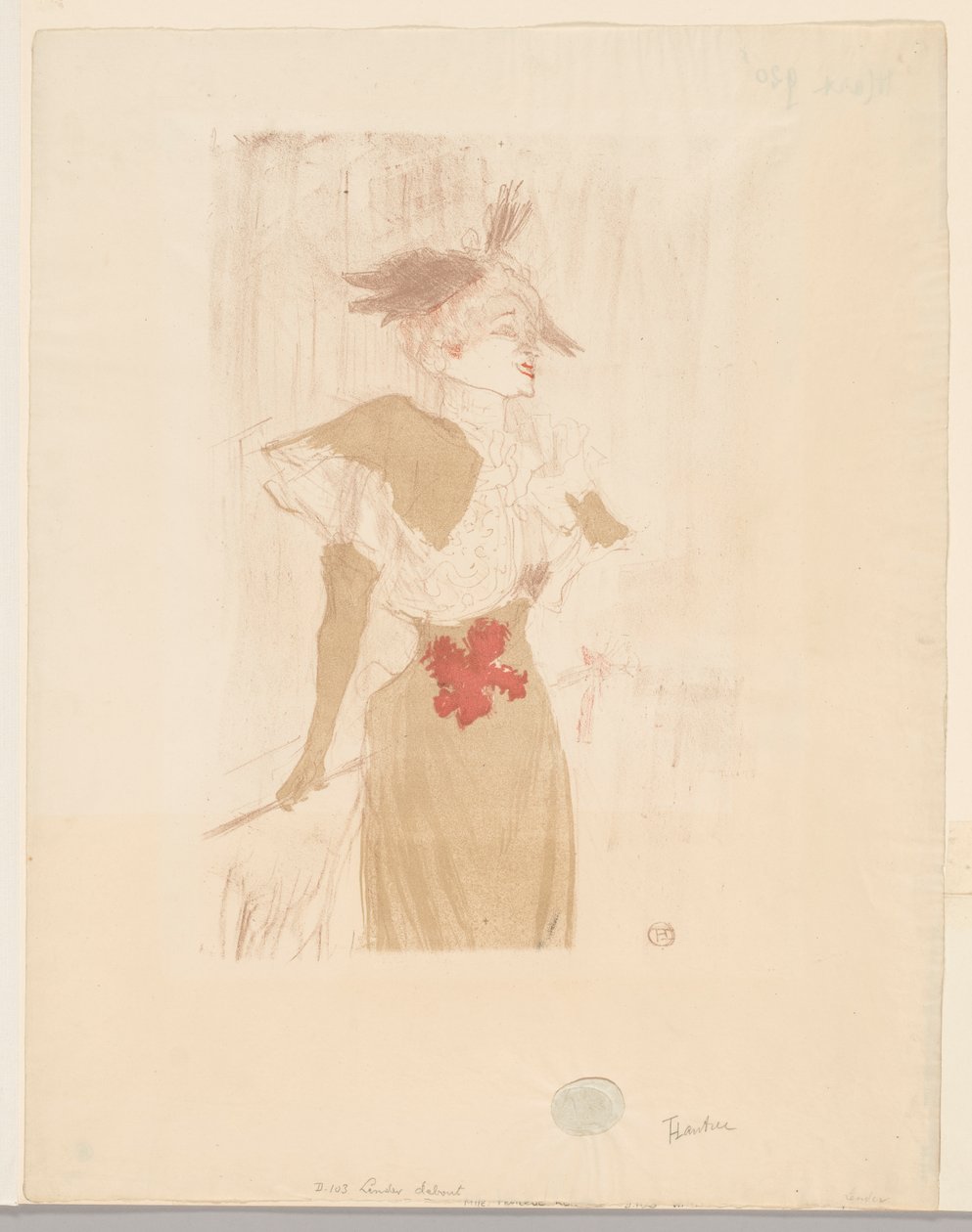Mademoiselle Marcelle Pożyczkodawca, stojący autorstwa Henri de Toulouse-Lautrec