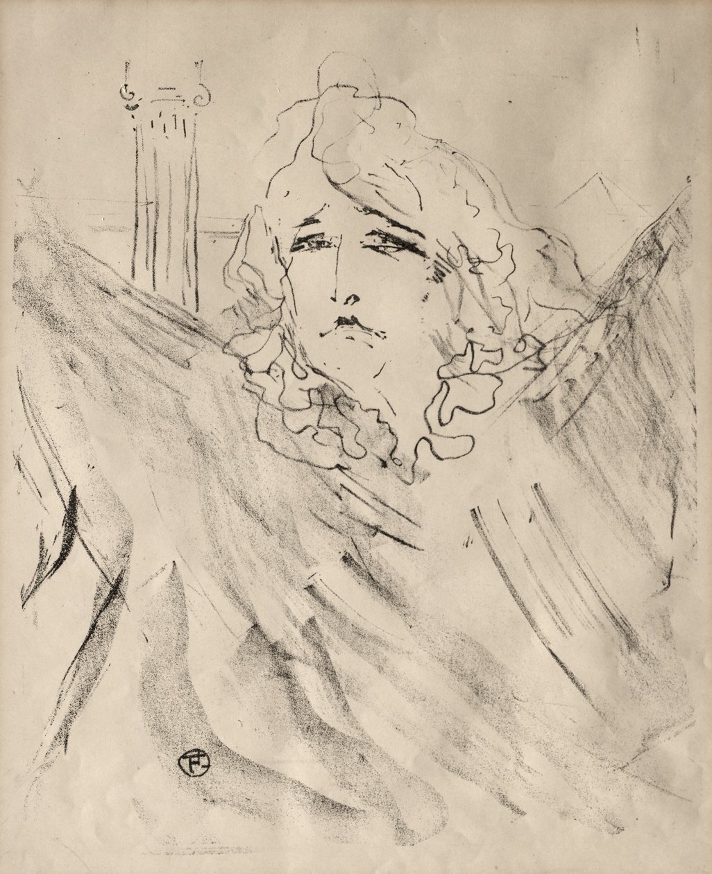 Portrety aktorów i aktorek: Trzynaście litografii: Sarah Bernhardt autorstwa Henri de Toulouse-Lautrec