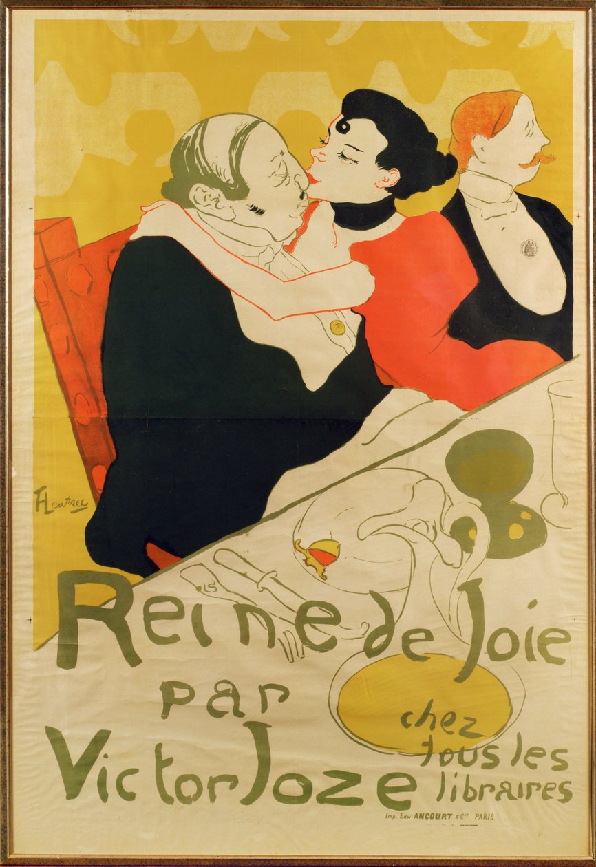 Reine de joie, powieść Victora Joze, jest dziś pamiętana dzięki plakatowi Lautreca i jego okrutnemu przedstawieniu bohaterów książki ... (litho) autorstwa Henri de Toulouse-Lautrec