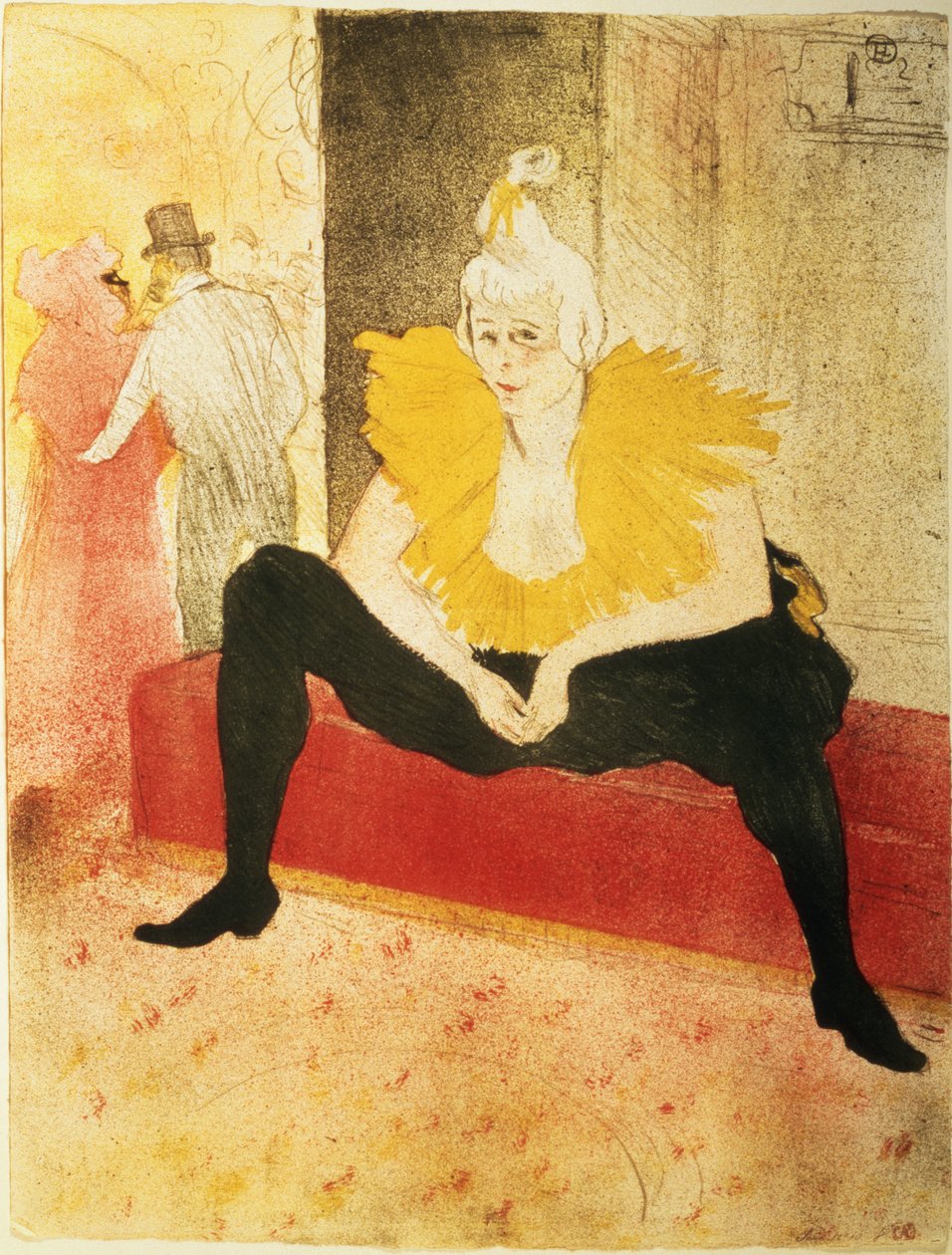 Siedząca kobieta klaun, Mlle. Cha-U-Kao autorstwa Henri de Toulouse Lautrec