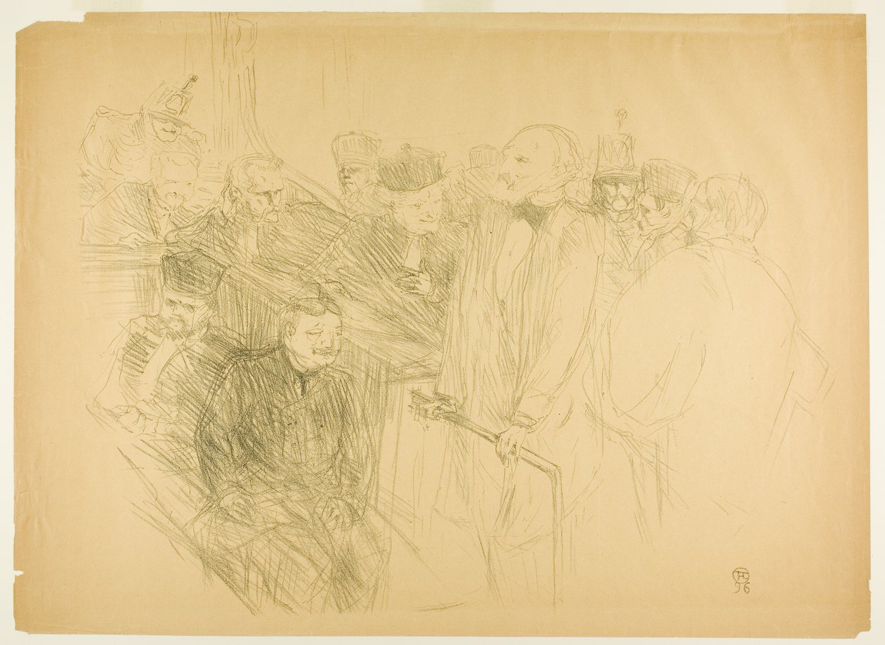 Proces Artona, Ribot Giving Evidence (druga płyta) autorstwa Henri de Toulouse-Lautrec