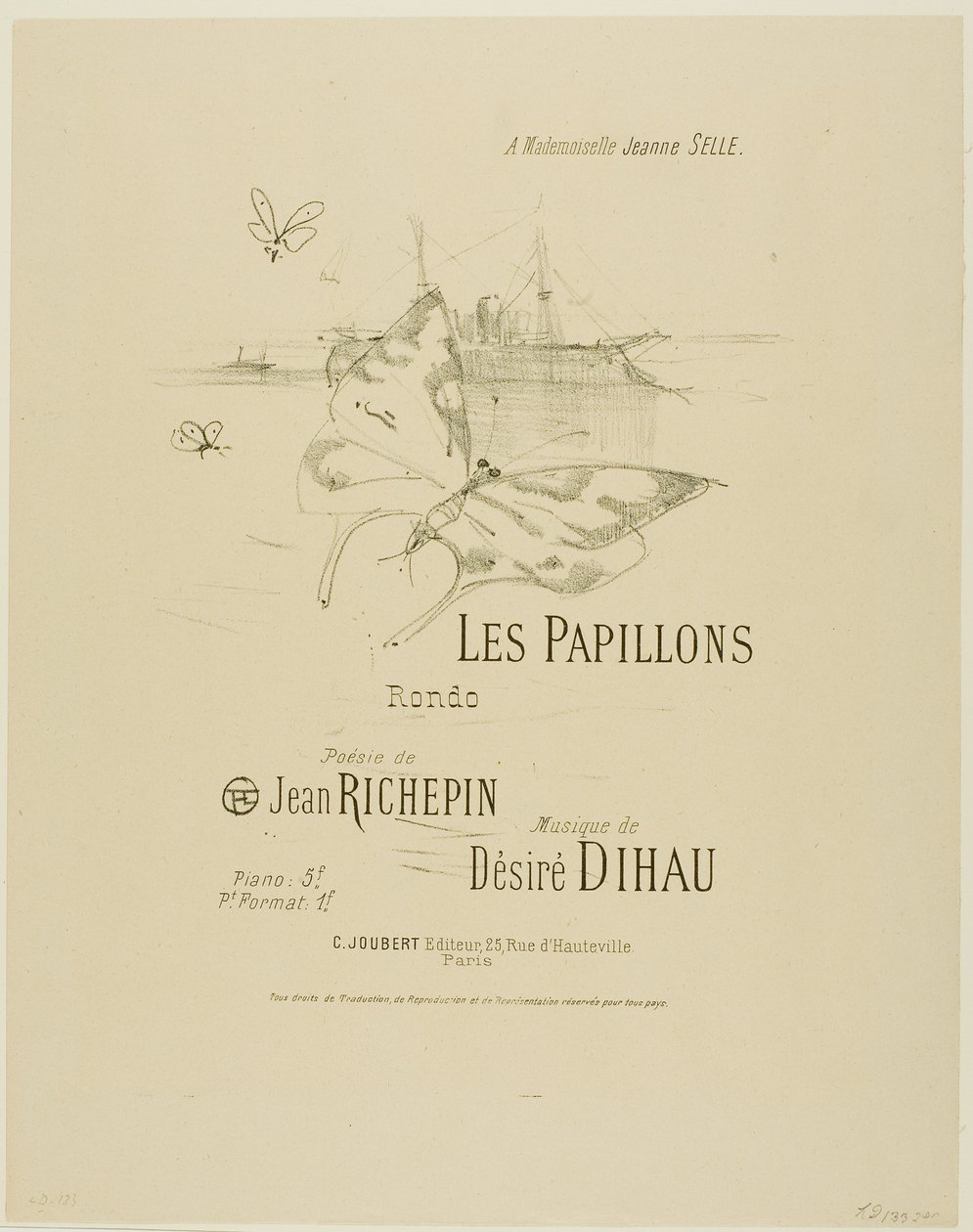 Motyle, z Melodii Désiré Dihau autorstwa Henri de Toulouse-Lautrec