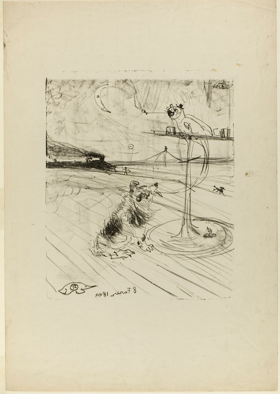 Pies i papuga autorstwa Henri de Toulouse-Lautrec