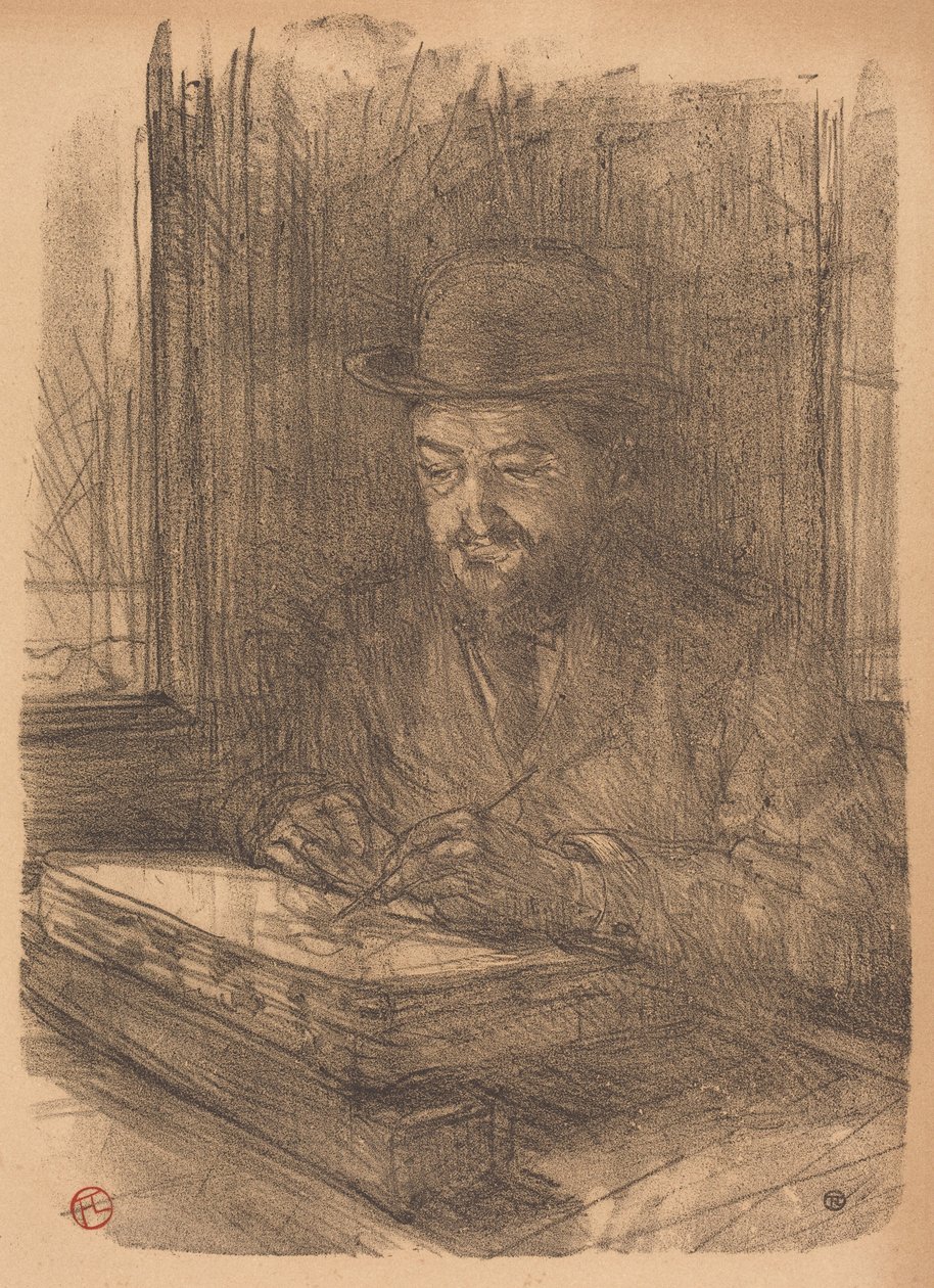 „The Fine Printmaker Adolphe Albert” (Doskonały grafik – Adolphe Albert) autorstwa Henri de Toulouse-Lautrec