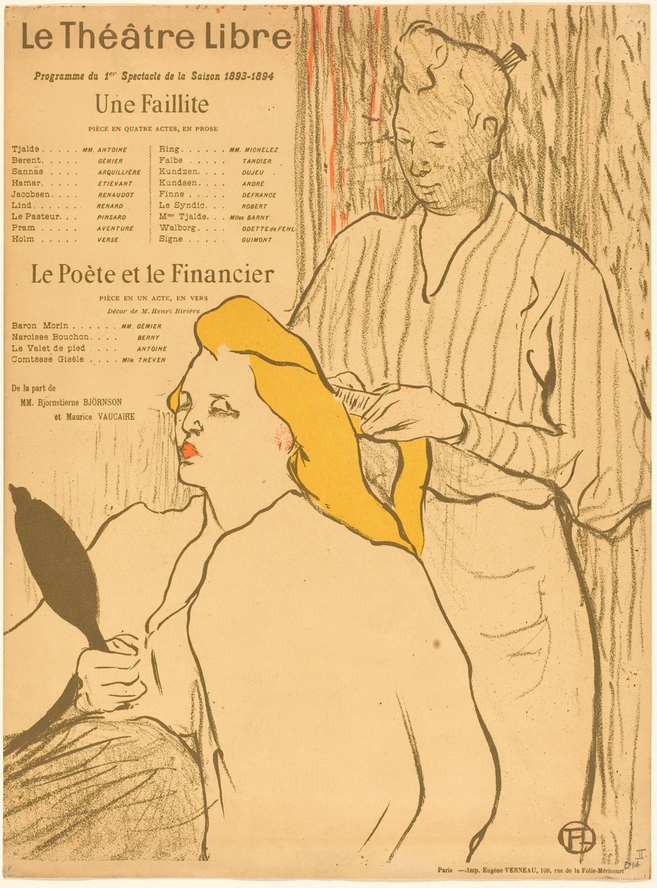 Fryzjer - Program dla Théâtre-Libre (Fryzjer - Program Théâtre-Libre) autorstwa Henri de Toulouse-Lautrec