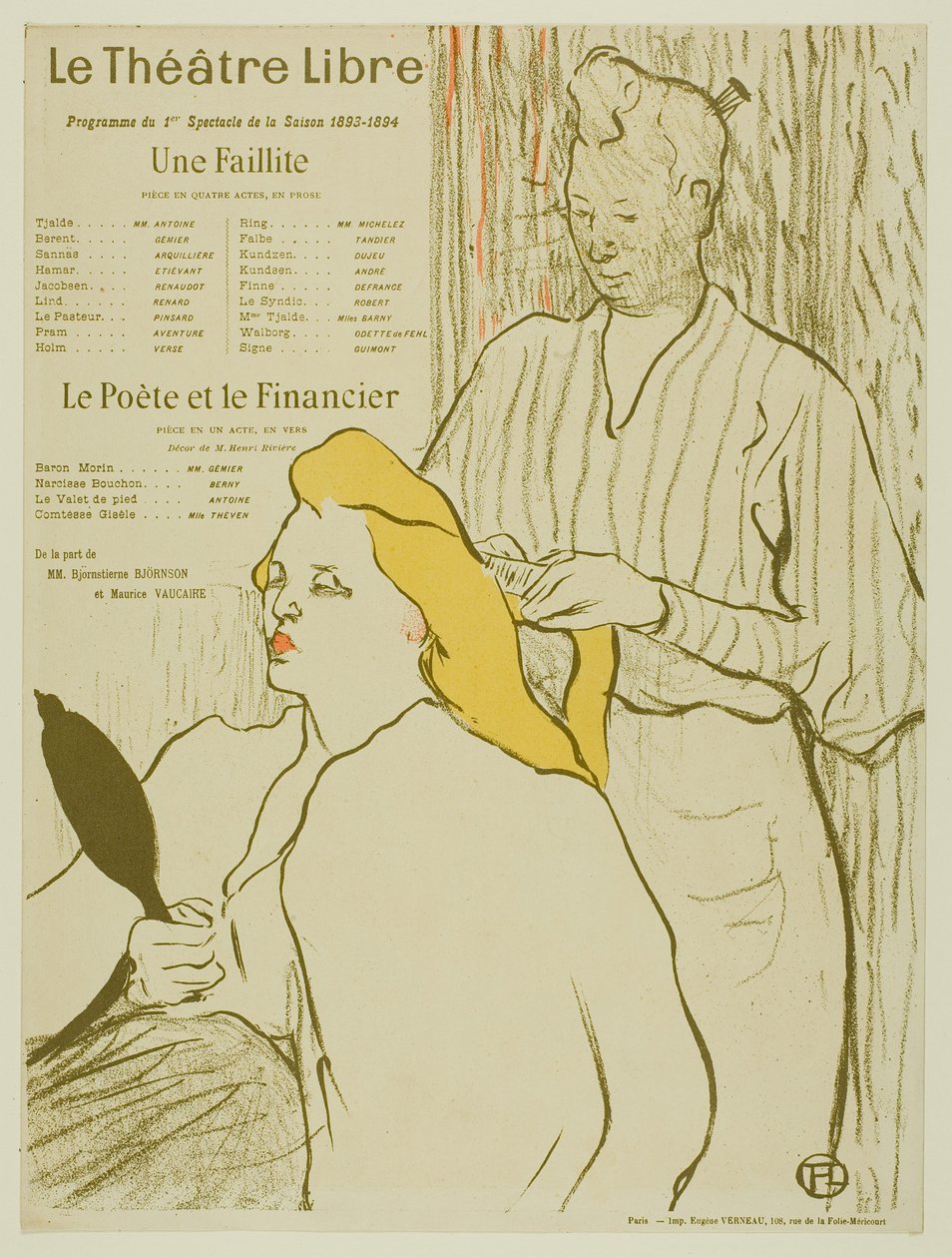 Fryzjer, program dla Théâtre Libre autorstwa Henri de Toulouse-Lautrec