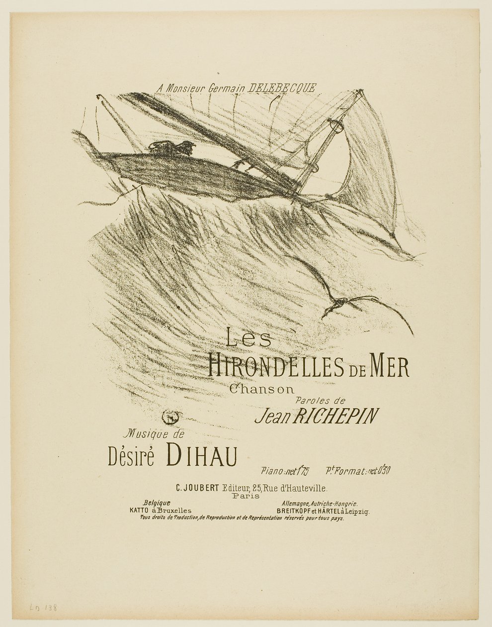 Jaskółki morskie, z Melodii Désiré Dihau autorstwa Henri de Toulouse-Lautrec