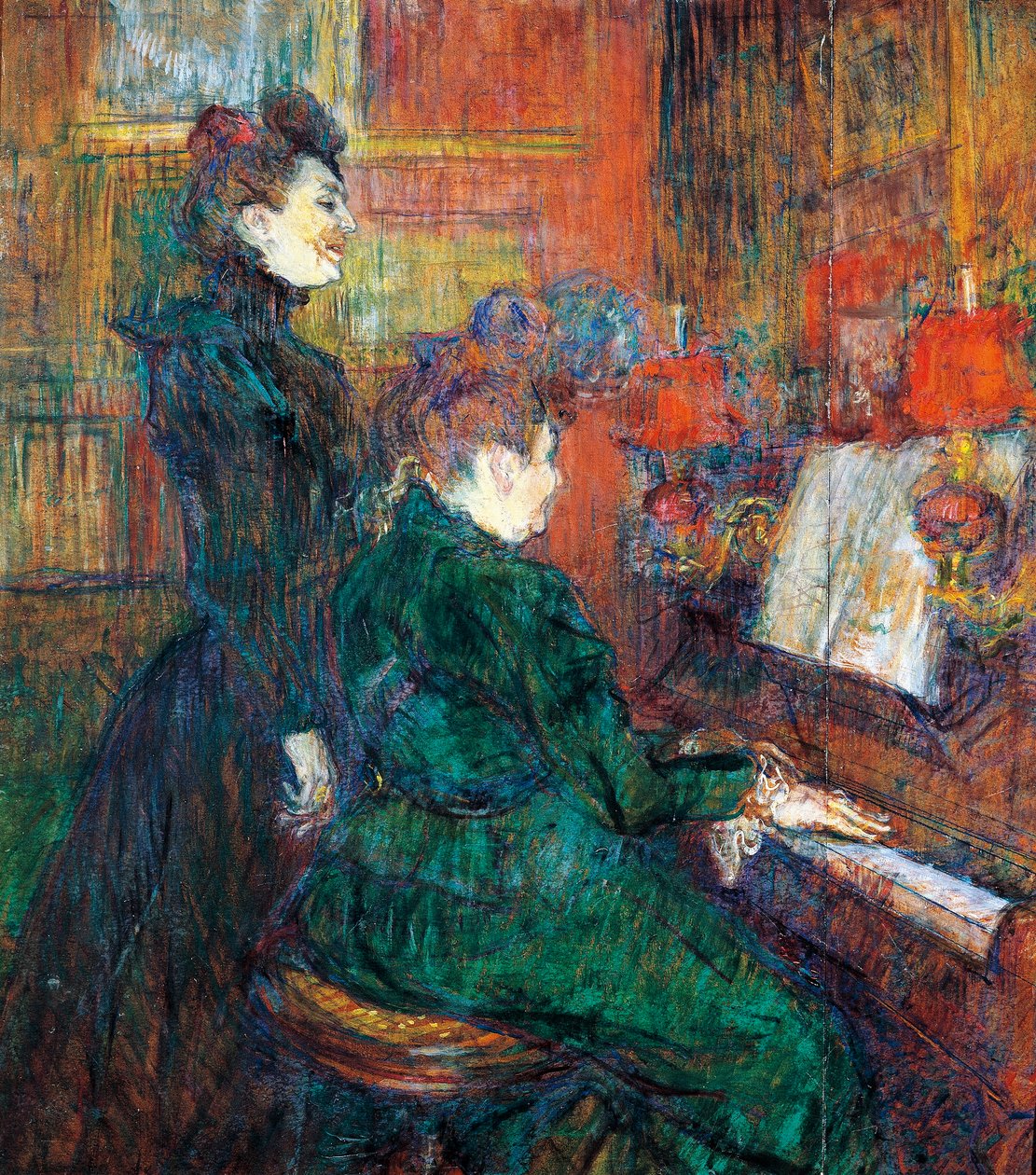 Lekcja śpiewu, reż. Henri de Toulouse Lautrec, olej na tekturze autorstwa Henri de Toulouse Lautrec