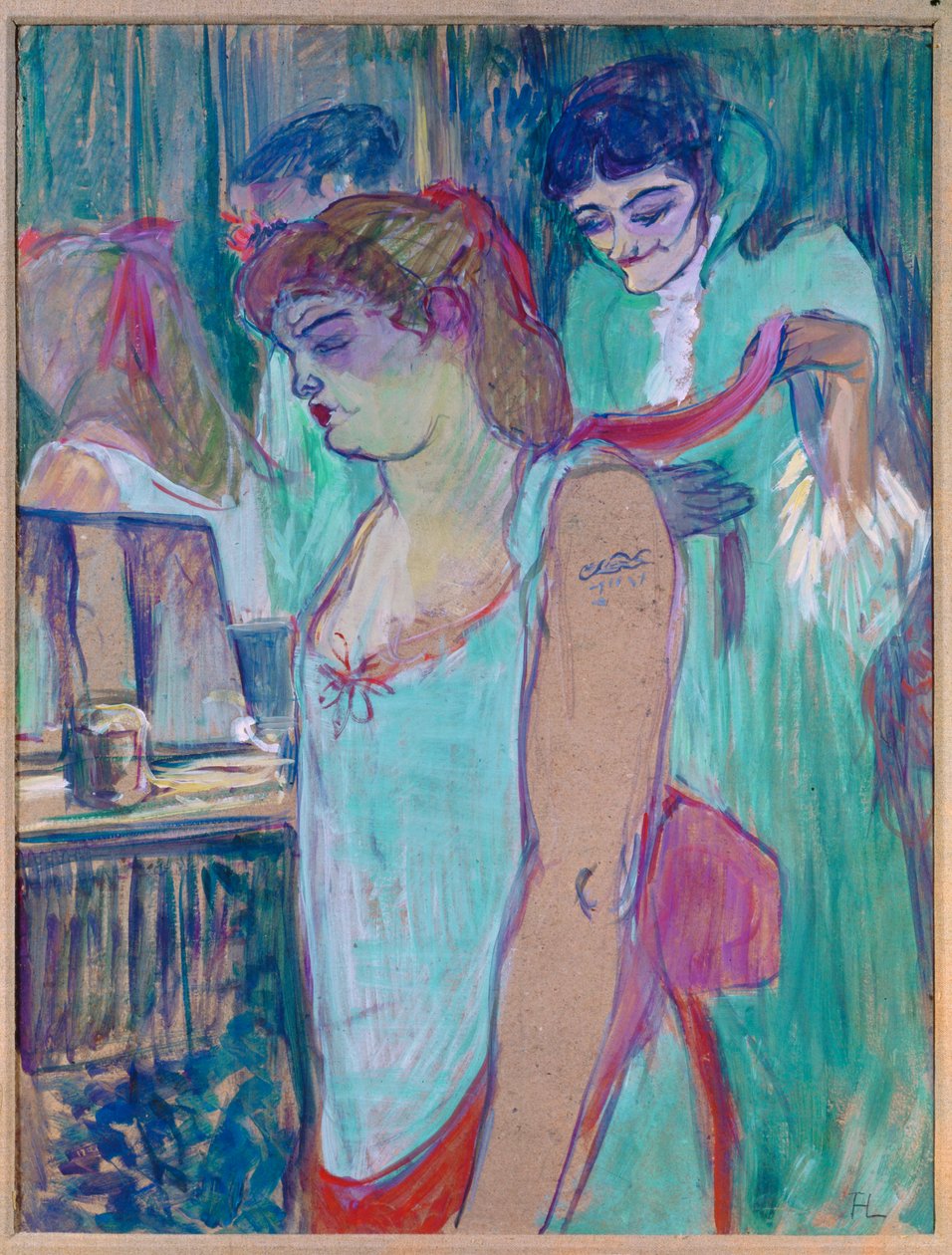 Wytatuowana kobieta lub toaleta (pastel na tekturze) autorstwa Henri de Toulouse-Lautrec