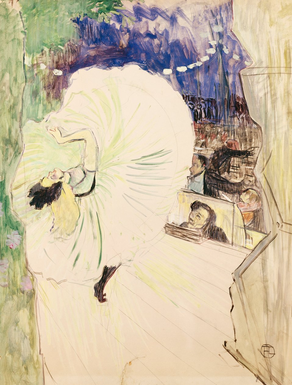 Koło, tancerka na scenie, ilustracja do „Le Plaisir a Paris autorstwa Henri de Toulouse Lautrec