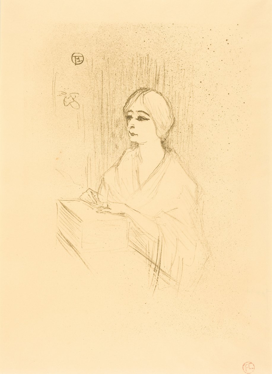 Yahne in His Box (Yahne w swojej garderobie) autorstwa Henri de Toulouse-Lautrec